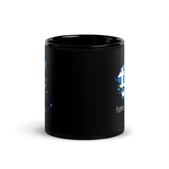 Greek Flag Home Black Glossy Mug