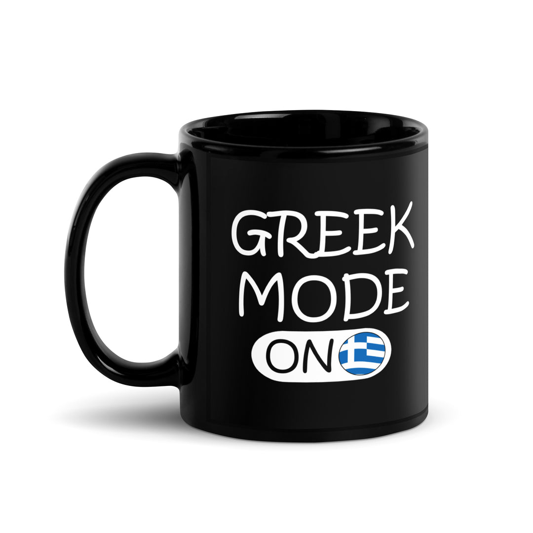 Greek Mode Black Glossy Mug