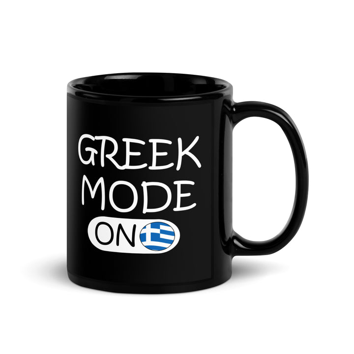 Greek Mode Black Glossy Mug