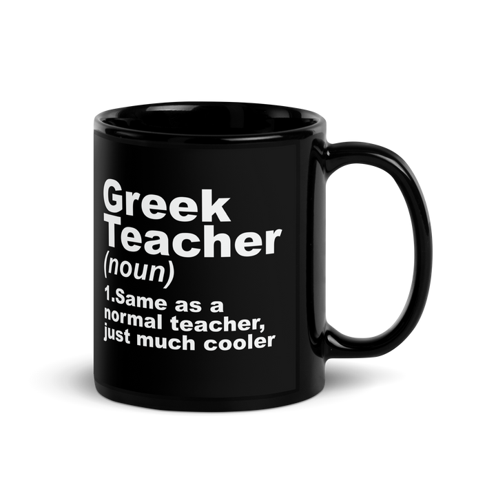 Greek Teacher - Black Glossy Mug