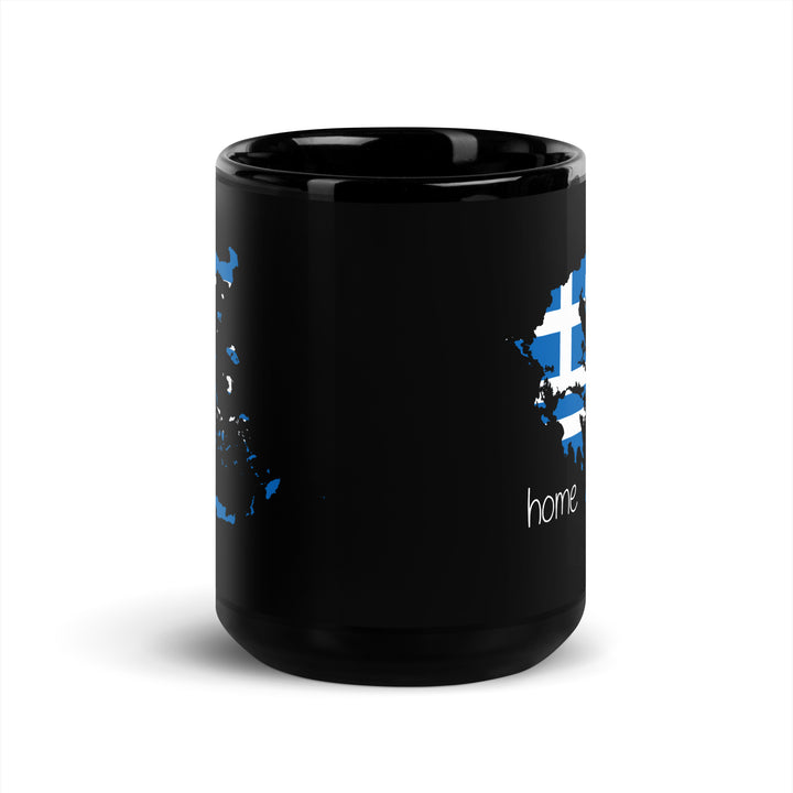 Greek Flag Home Black Glossy Mug