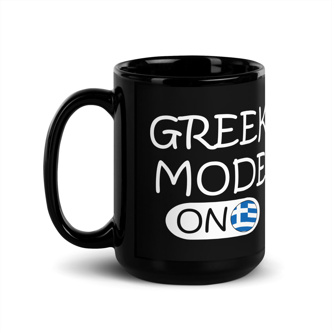 Greek Mode Black Glossy Mug