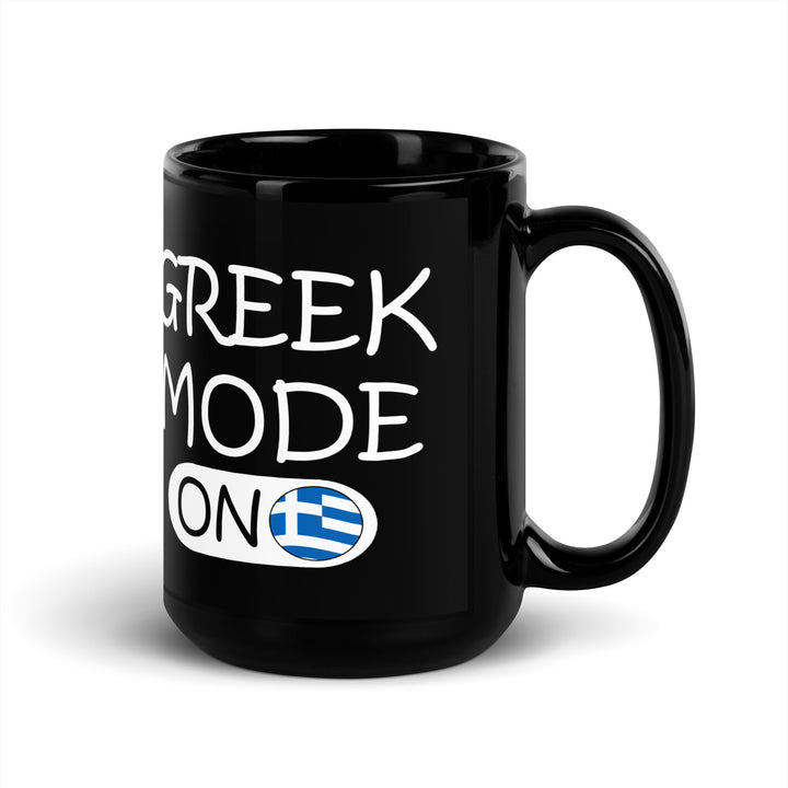 Greek Mode Black Glossy Mug