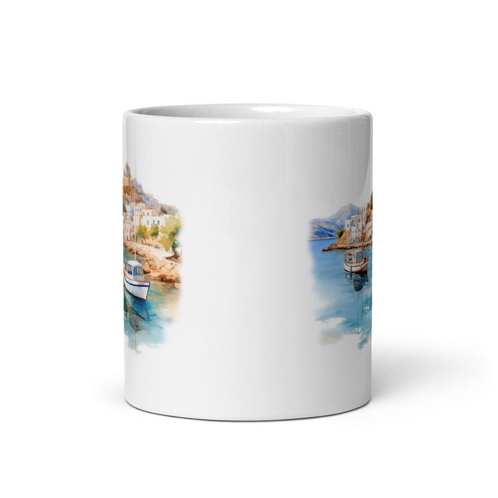 Patmos White glossy mug