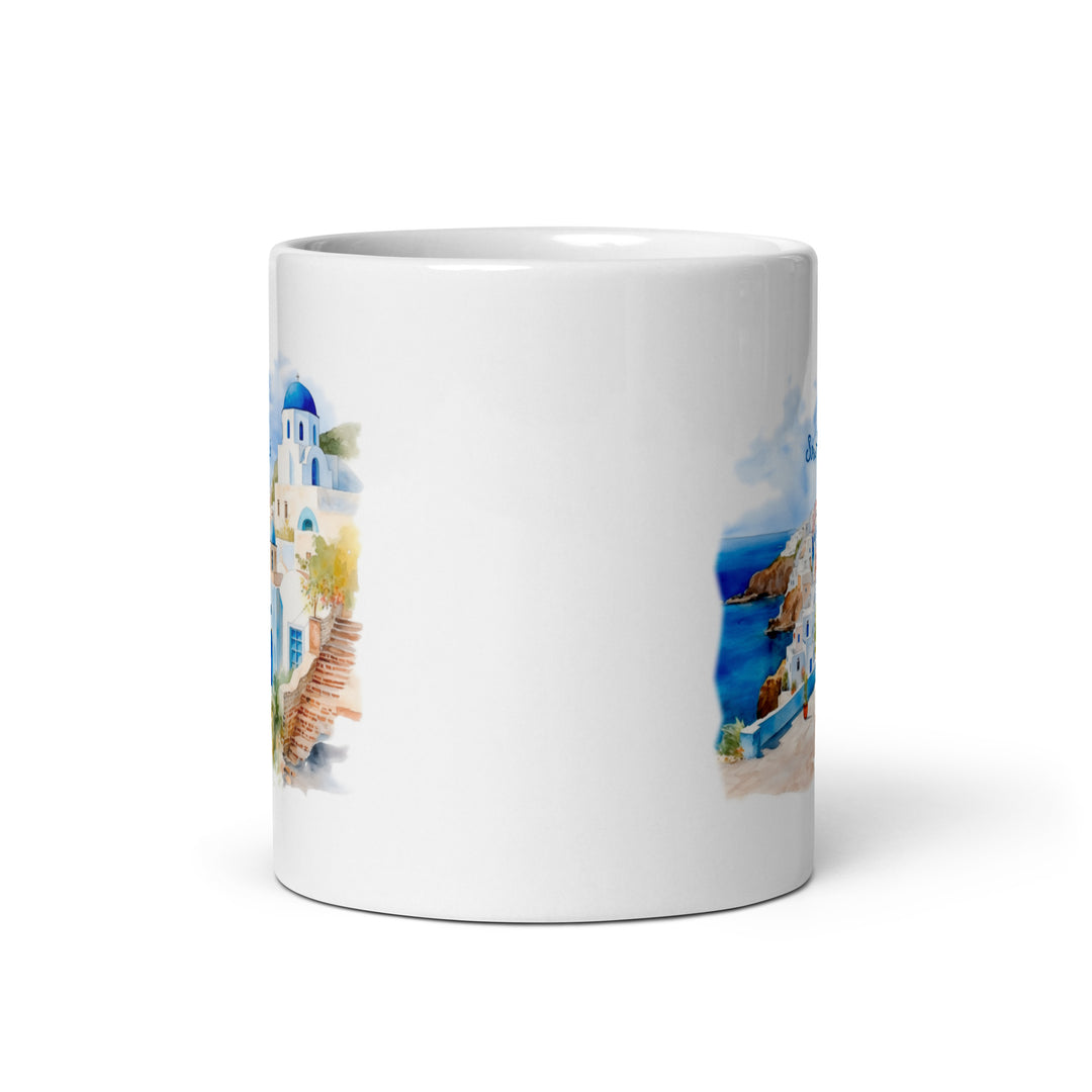 Santorini White glossy mug