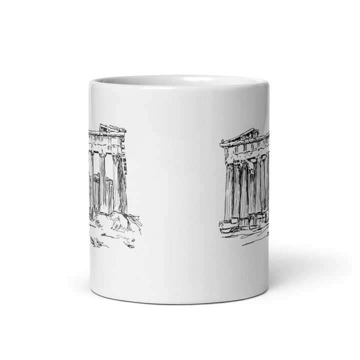 Parthenon Sketch White glossy mug