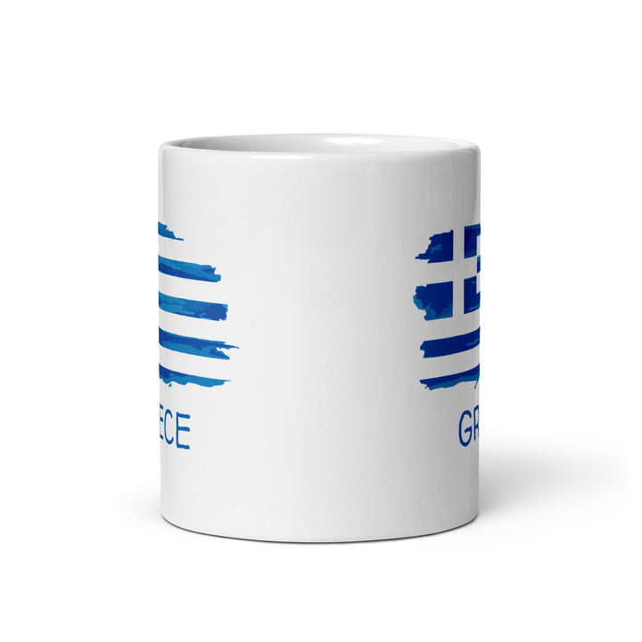 Greek Flag White glossy mug