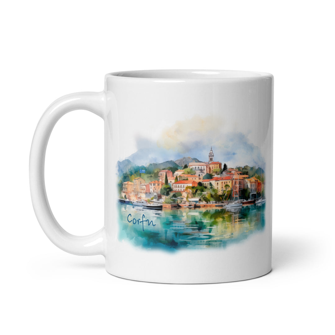 Corfu White glossy mug