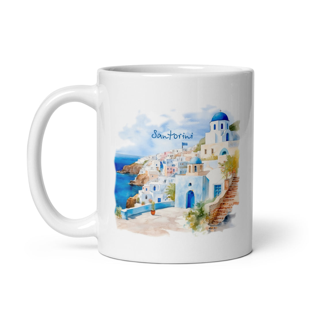 Santorini White glossy mug