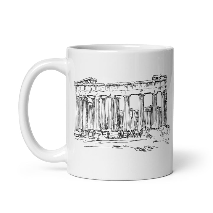 Parthenon Sketch White glossy mug