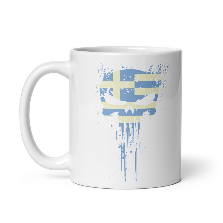 Greek Skull White glossy mug