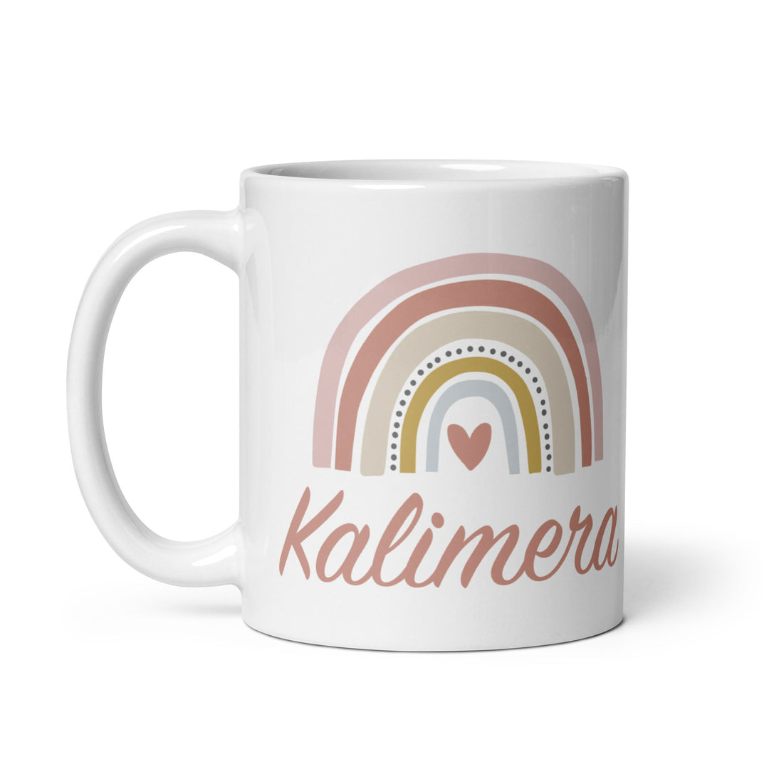 Kalimera Pink White glossy mug