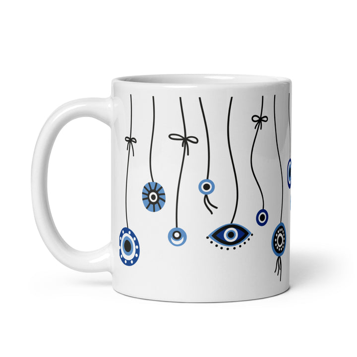 Greek Evil Eyes White glossy mug