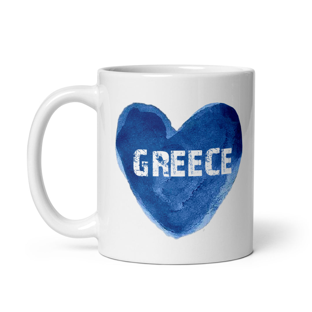 Greece Heart White glossy mug