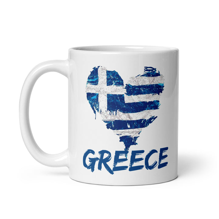 Greece Heart White glossy mug