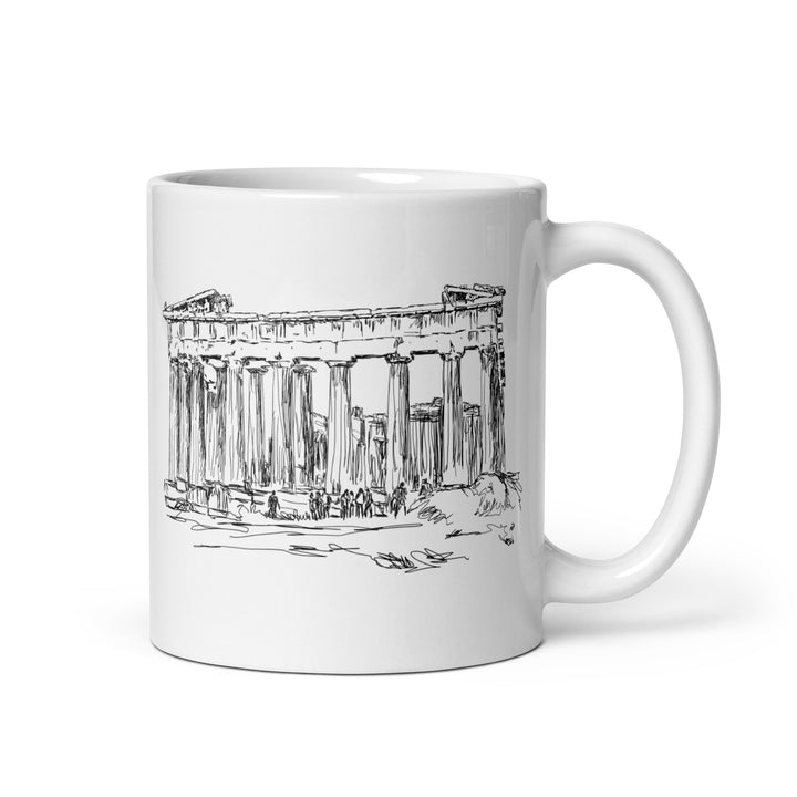 Parthenon Sketch White glossy mug