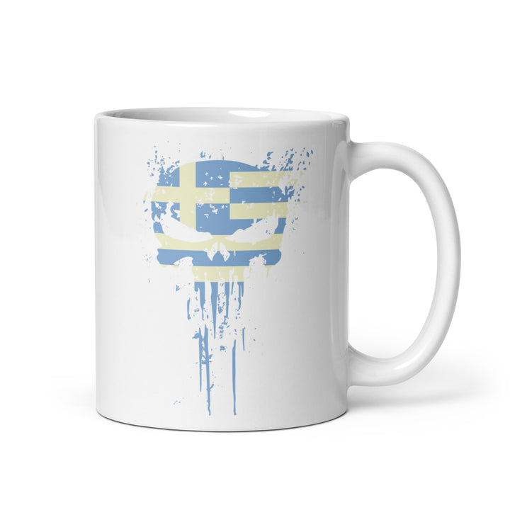 Greek Skull White glossy mug