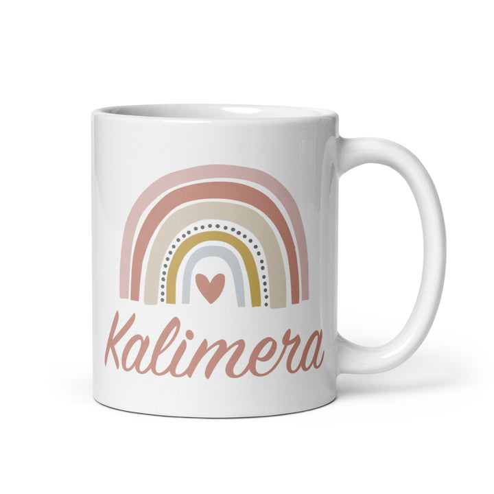 Kalimera Pink White glossy mug