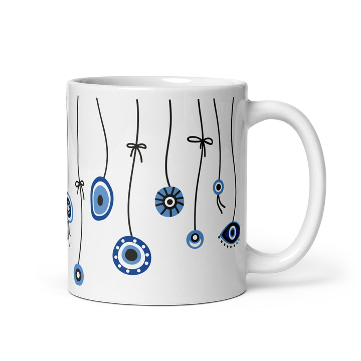 Greek Evil Eyes White glossy mug