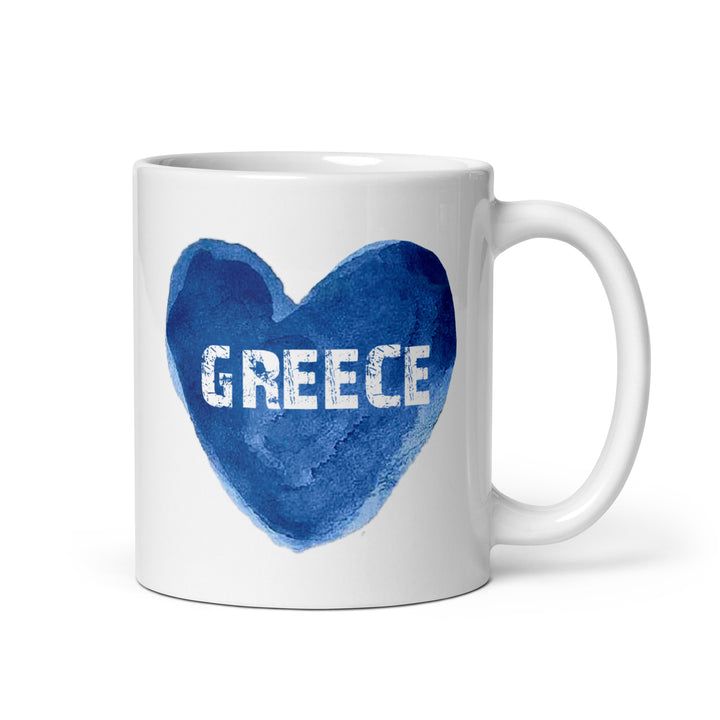 Greece Heart White glossy mug