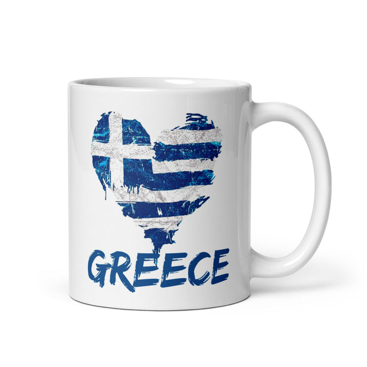 Greece Heart White glossy mug