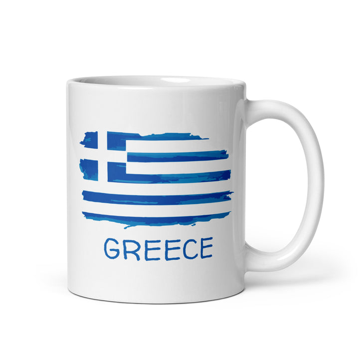 Greek Flag White glossy mug