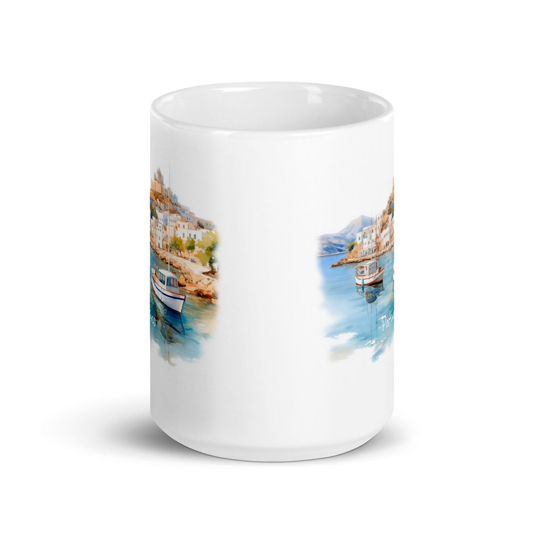 Patmos White glossy mug