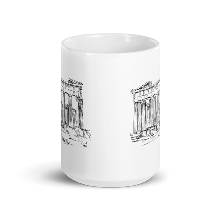 Parthenon Sketch White glossy mug