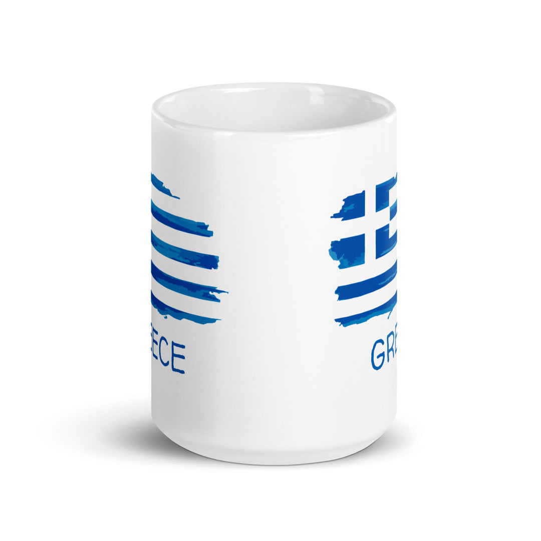 Greek Flag White glossy mug