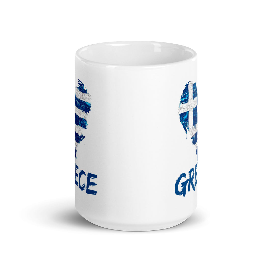 Greece Heart White glossy mug