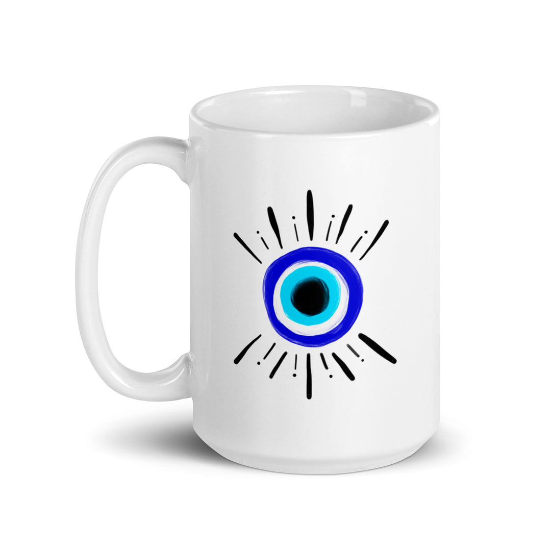 Greek Eye - White glossy mug