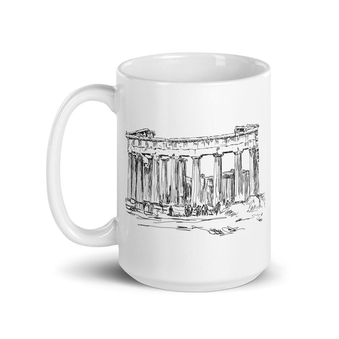 Parthenon Sketch White glossy mug