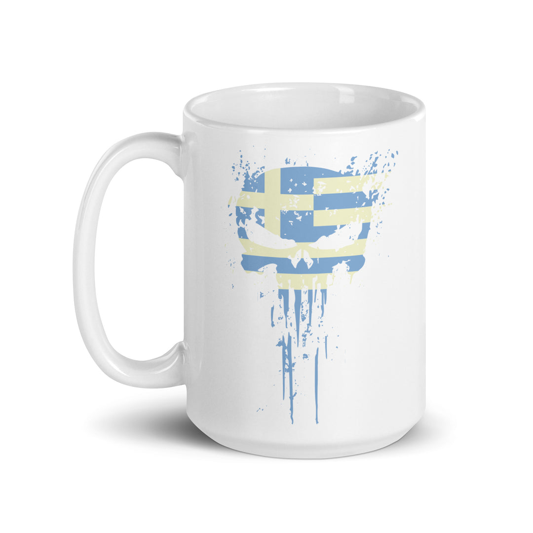 Greek Skull White glossy mug