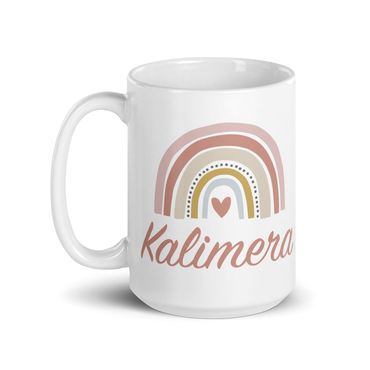 Kalimera Pink White glossy mug