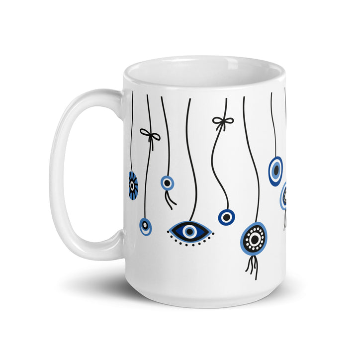 Greek Evil Eyes White glossy mug