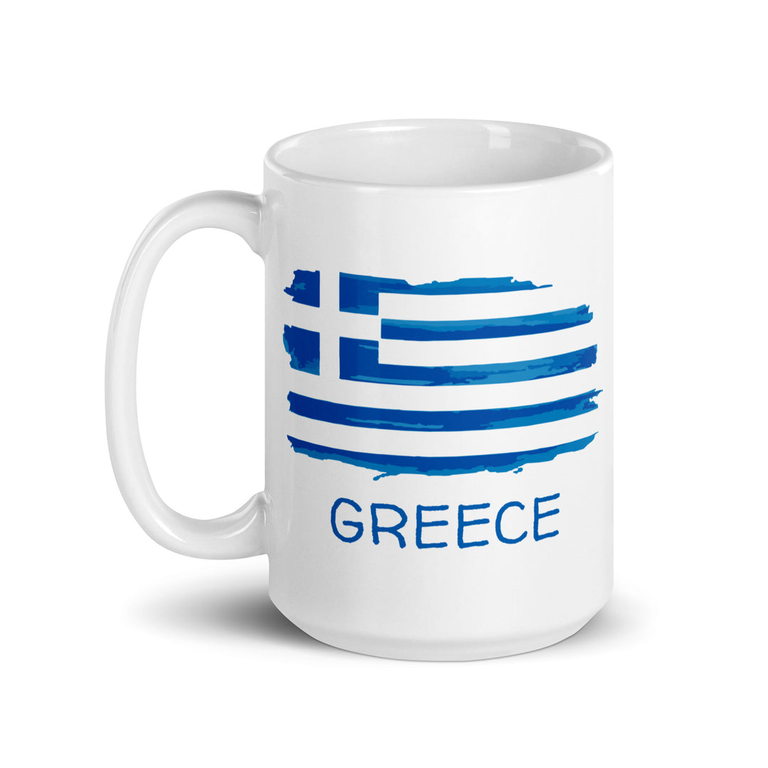 Greek Flag White glossy mug