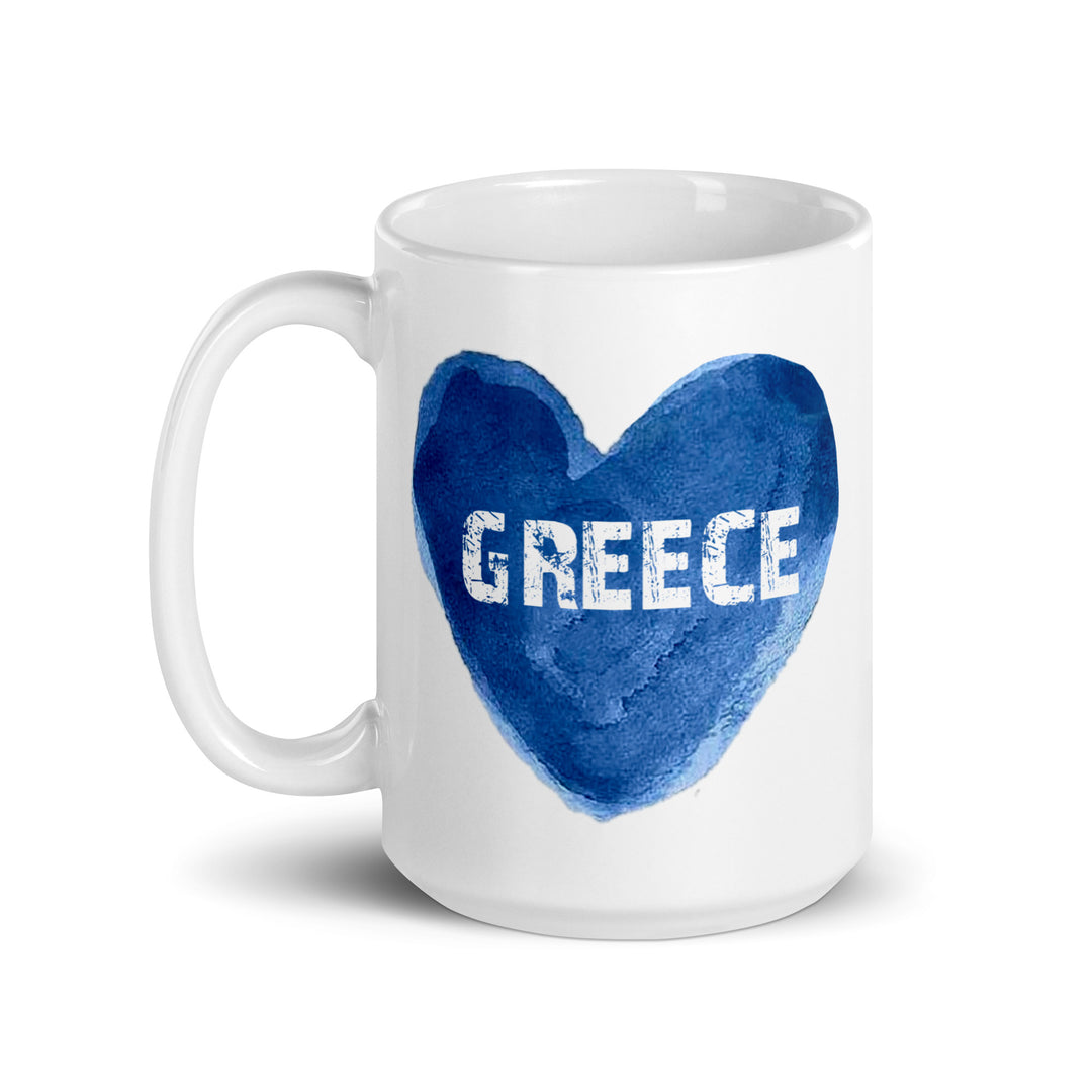 Greece Heart White glossy mug