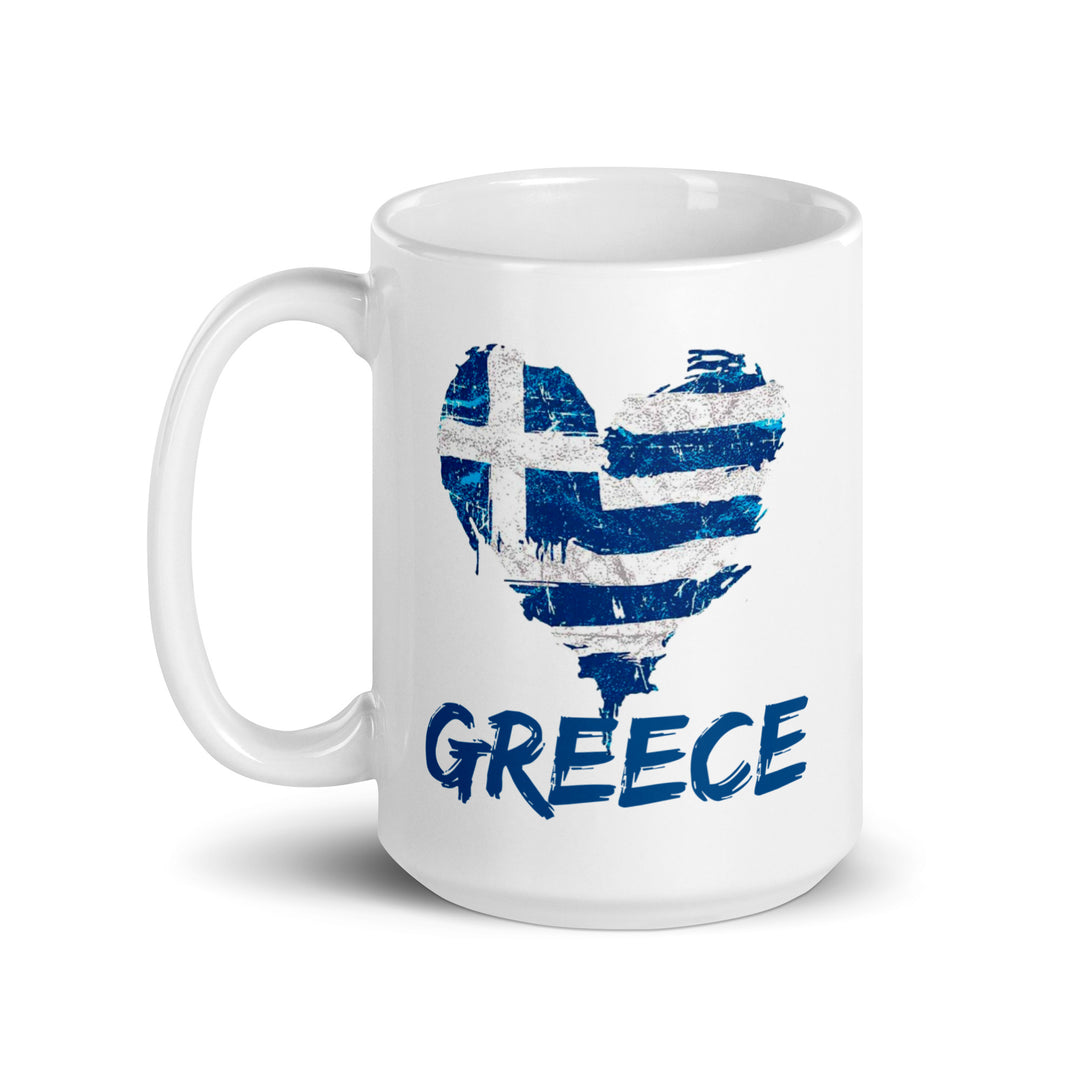 Greece Heart White glossy mug