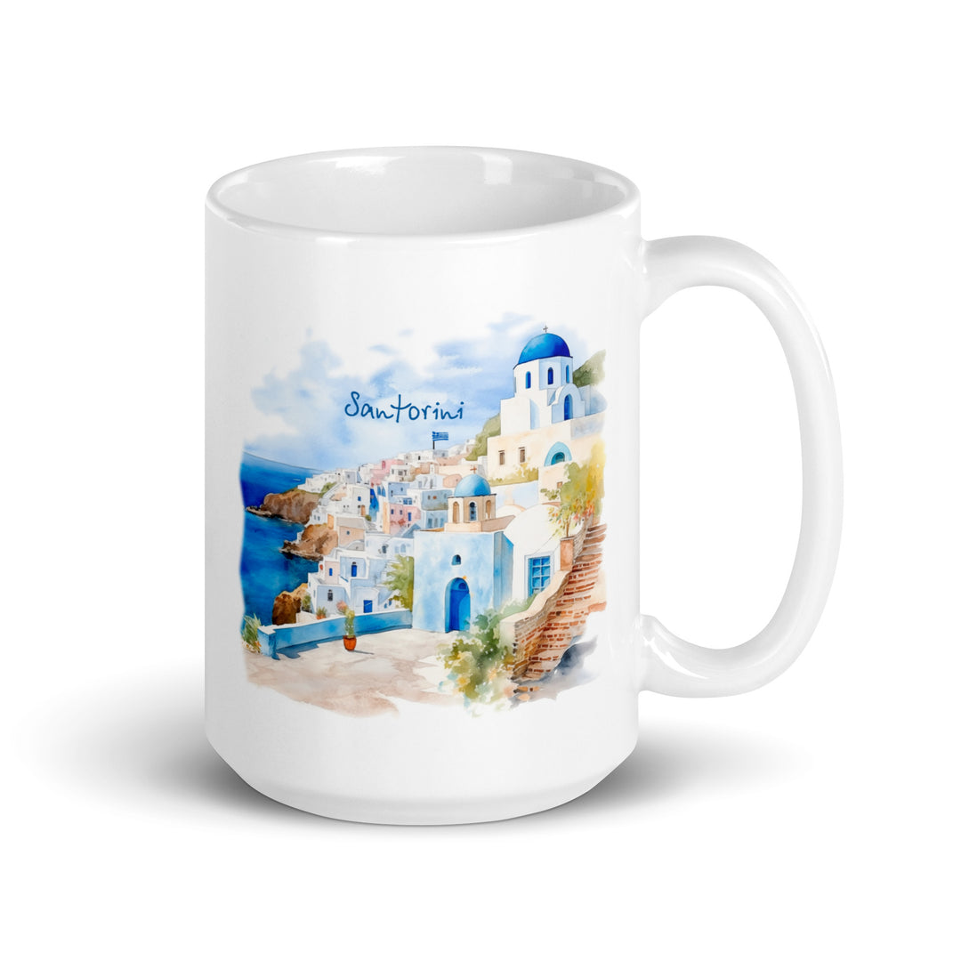 Santorini White glossy mug