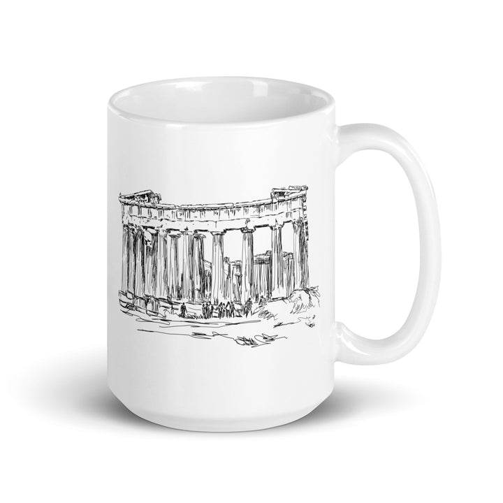 Parthenon Sketch White glossy mug