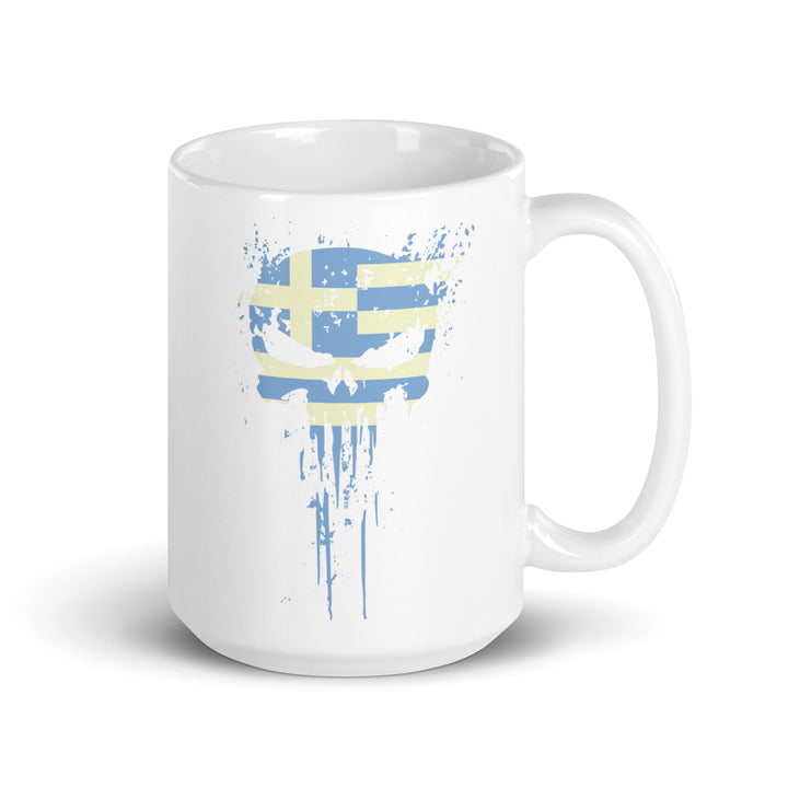 Greek Skull White glossy mug