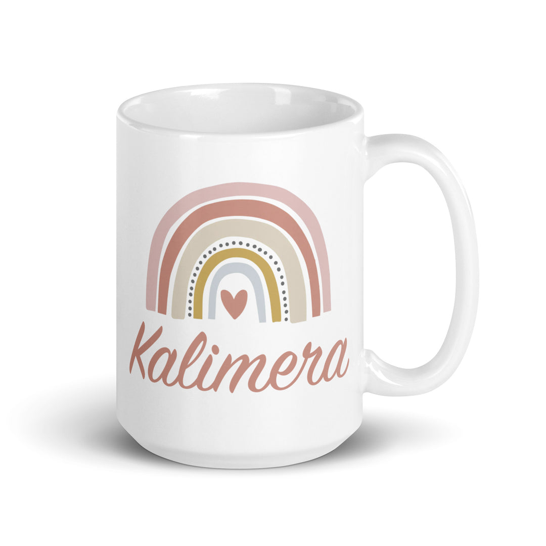 Kalimera Pink White glossy mug