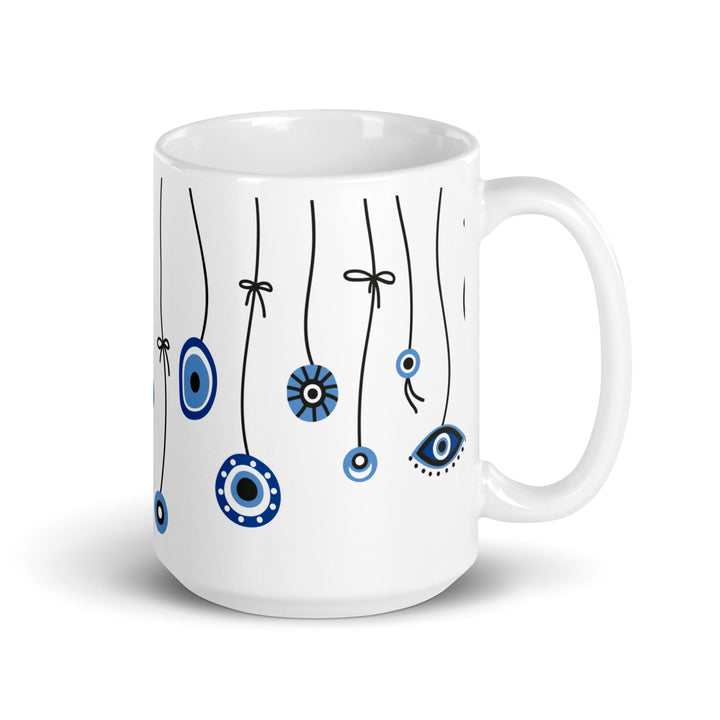 Greek Evil Eyes White glossy mug