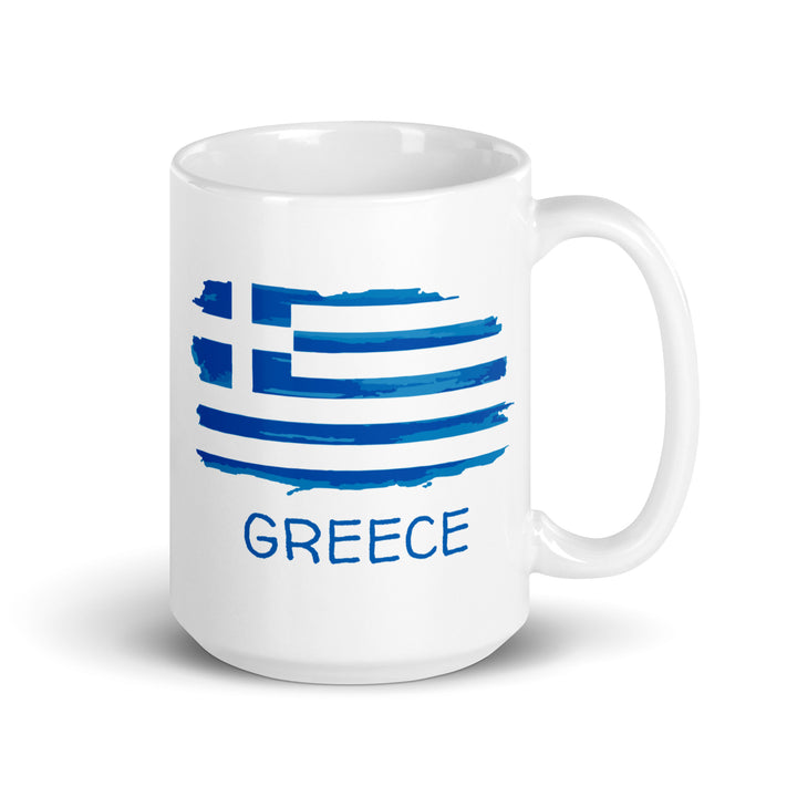 Greek Flag White glossy mug