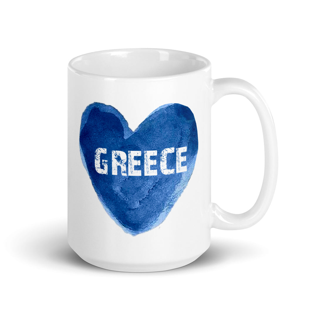 Greece Heart White glossy mug