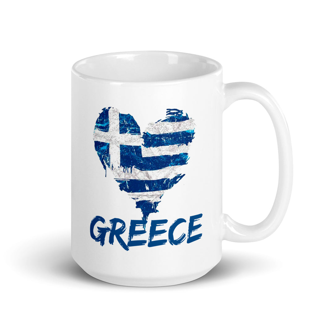 Greece Heart White glossy mug